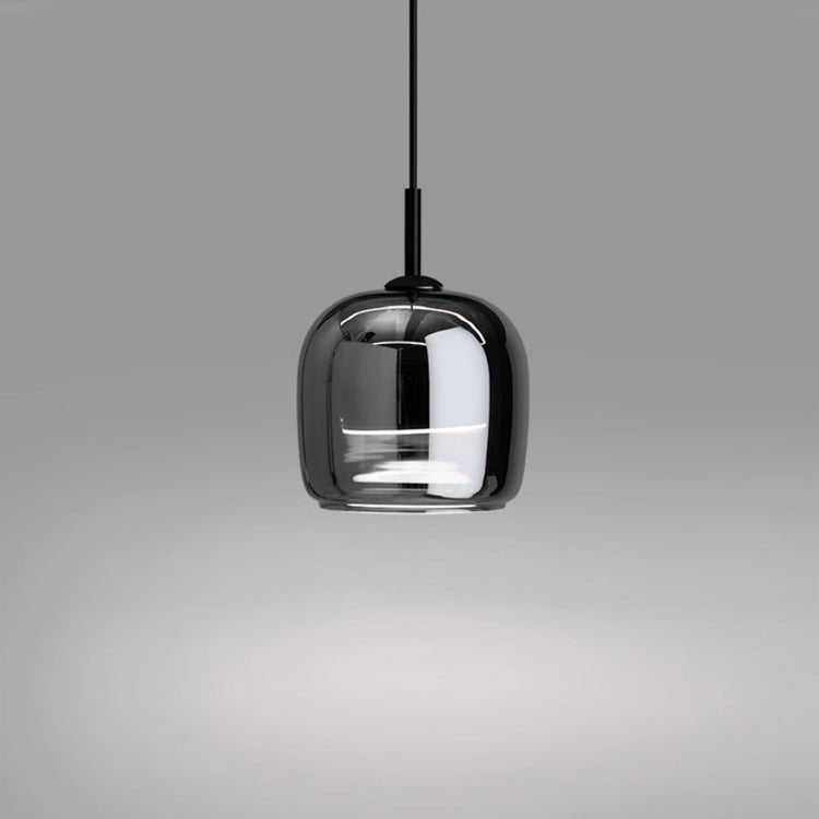 Elegante Pendelleuchte mit schwarzem Glasschirm, 12 Zoll Durchmesser