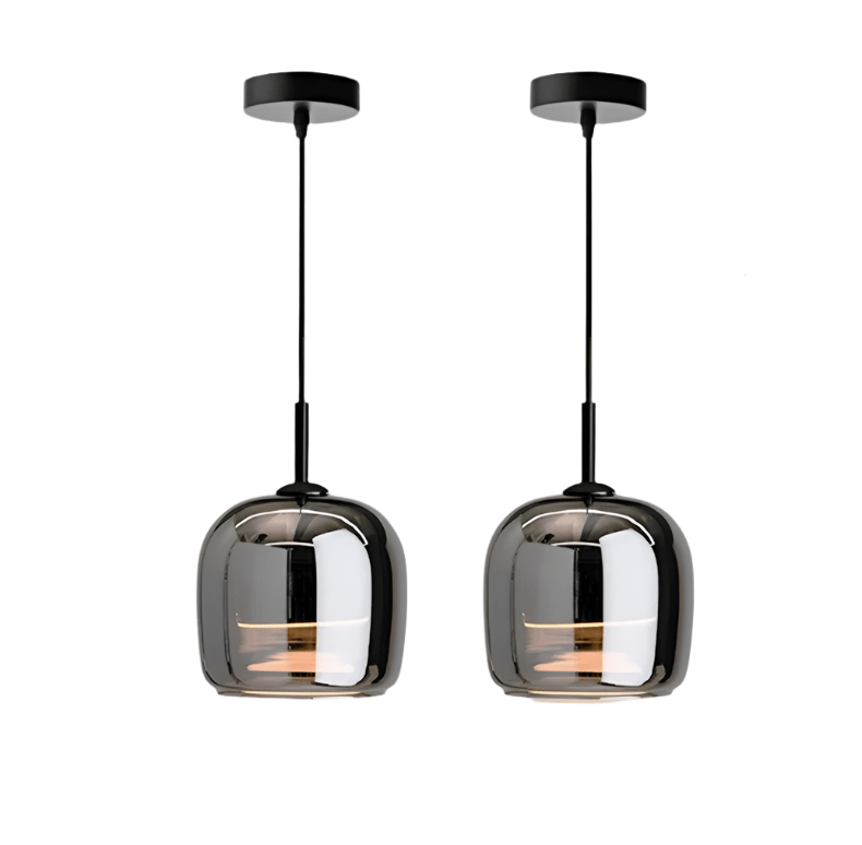 Elegante Pendelleuchte mit schwarzem Glasschirm, 12 Zoll Durchmesser