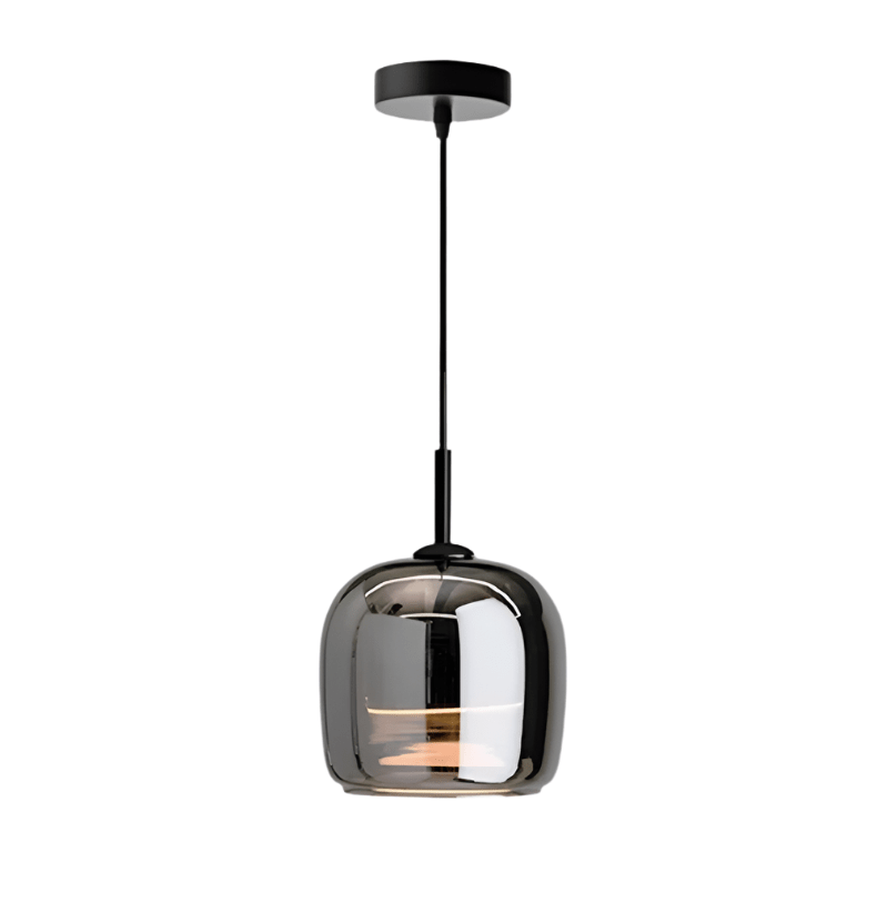 Elegante Pendelleuchte mit schwarzem Glasschirm, 12 Zoll Durchmesser