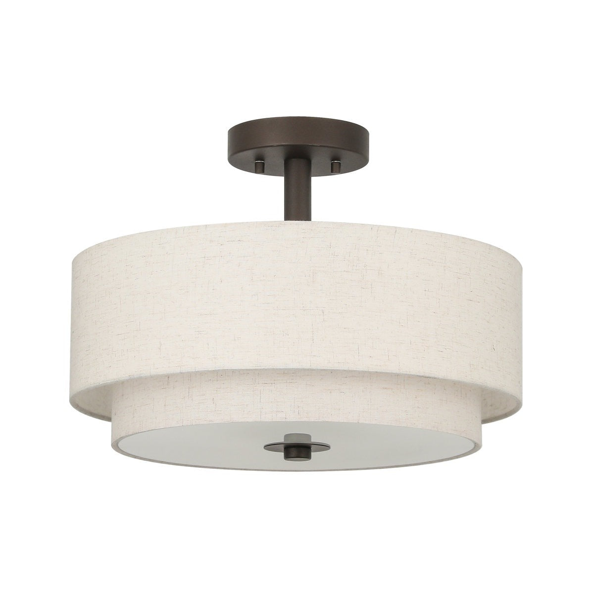 Modern Ceiling Light With Double Drum Shade, 12-Inch Diameter