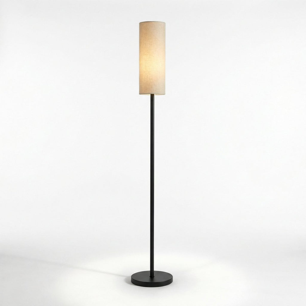 Moderne gulvlampe, stofskærm, justerbar højde