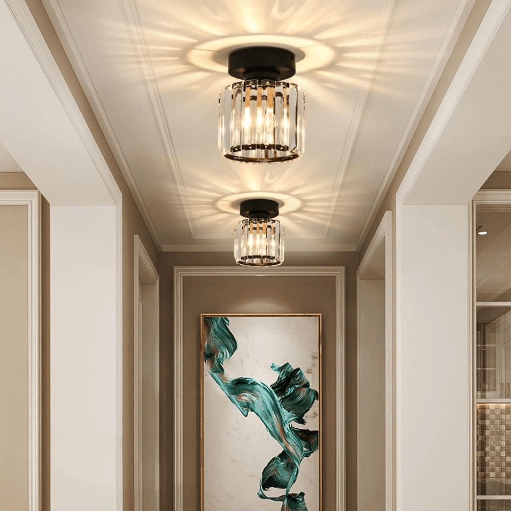 Modern Elegant Ceiling Light Fixture With Crystal Shade