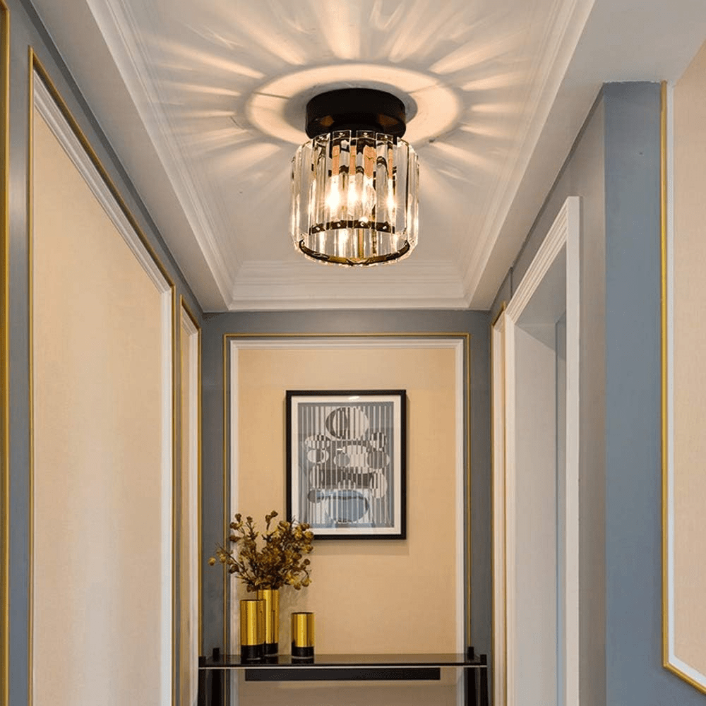Modern Elegant Ceiling Light Fixture With Crystal Shade