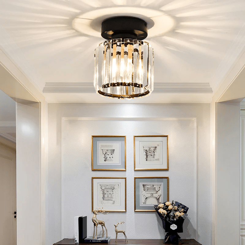 Modern Elegant Ceiling Light Fixture With Crystal Shade