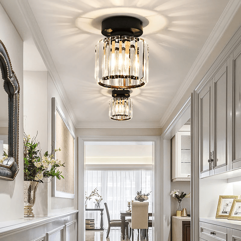 Modern Elegant Ceiling Light Fixture With Crystal Shade