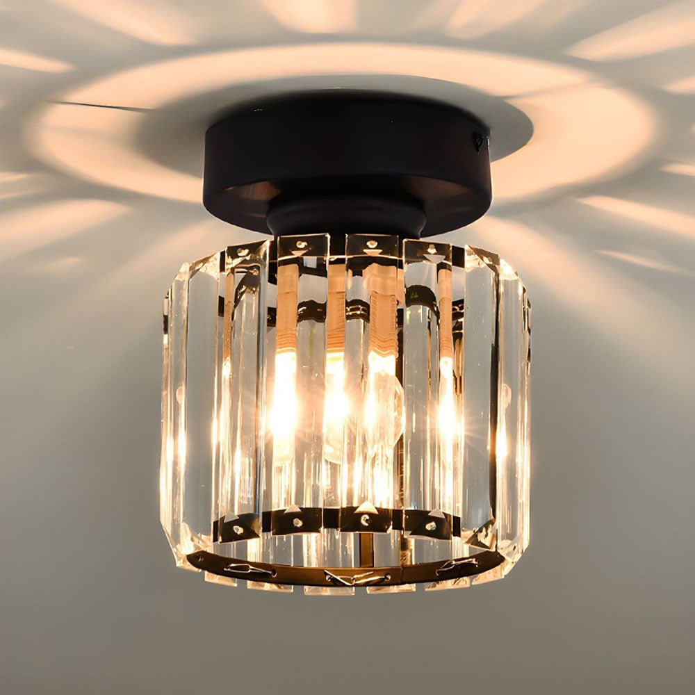 Modern Elegant Ceiling Light Fixture With Crystal Shade