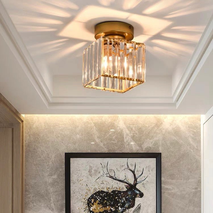 Modern Elegant Ceiling Light Fixture With Crystal Shade