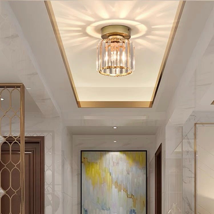 Modern Elegant Ceiling Light Fixture With Crystal Shade