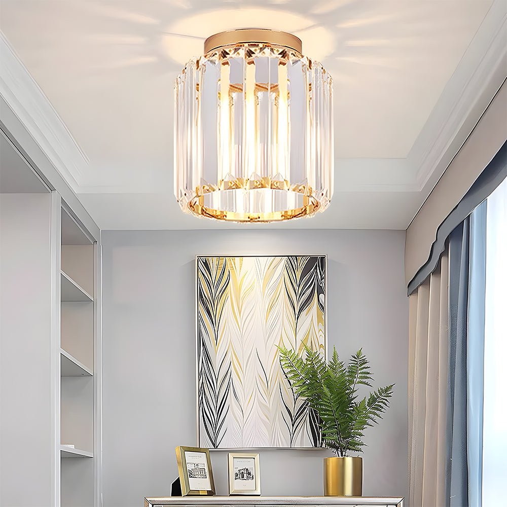 Modern Elegant Ceiling Light Fixture With Crystal Shade