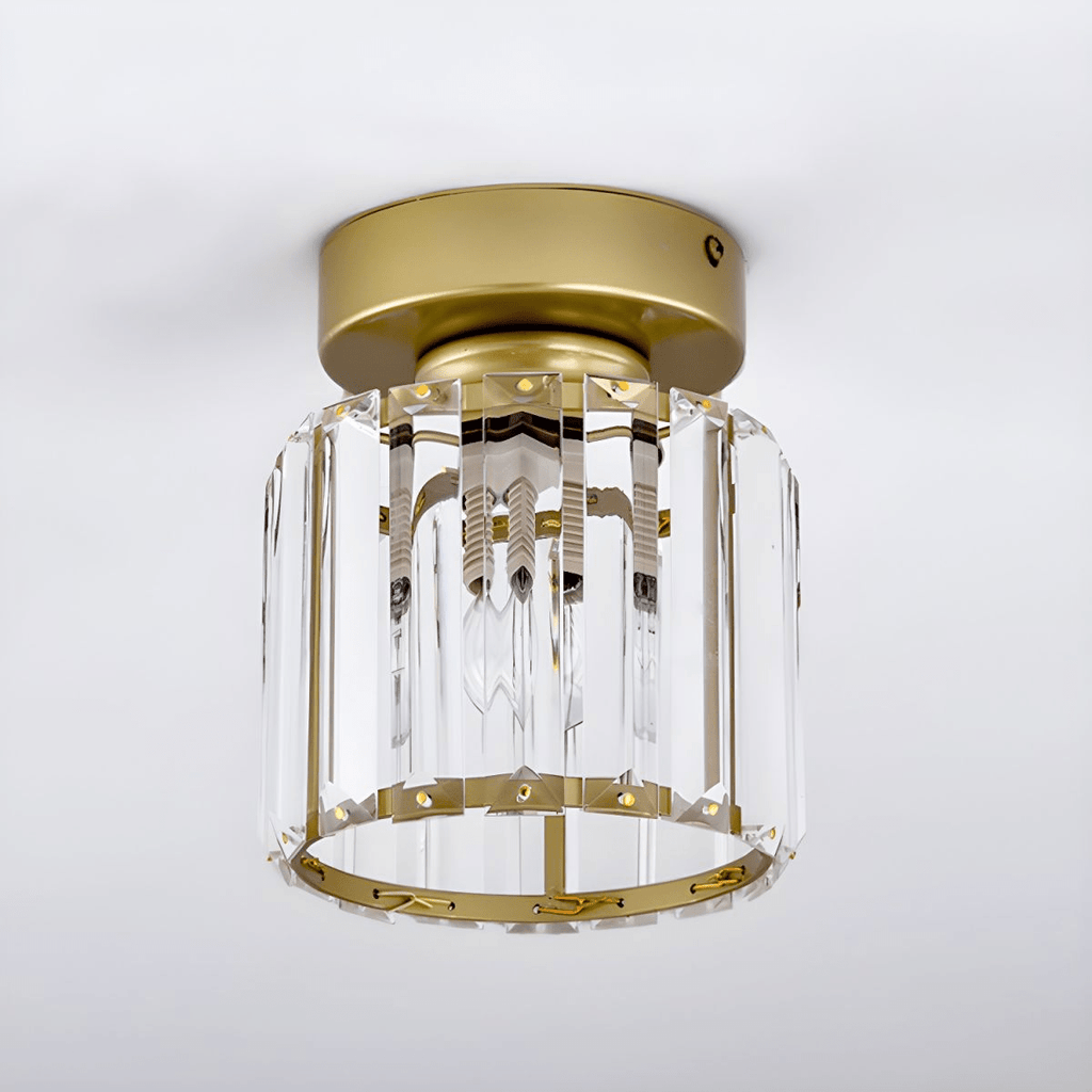 Modern Elegant Ceiling Light Fixture With Crystal Shade