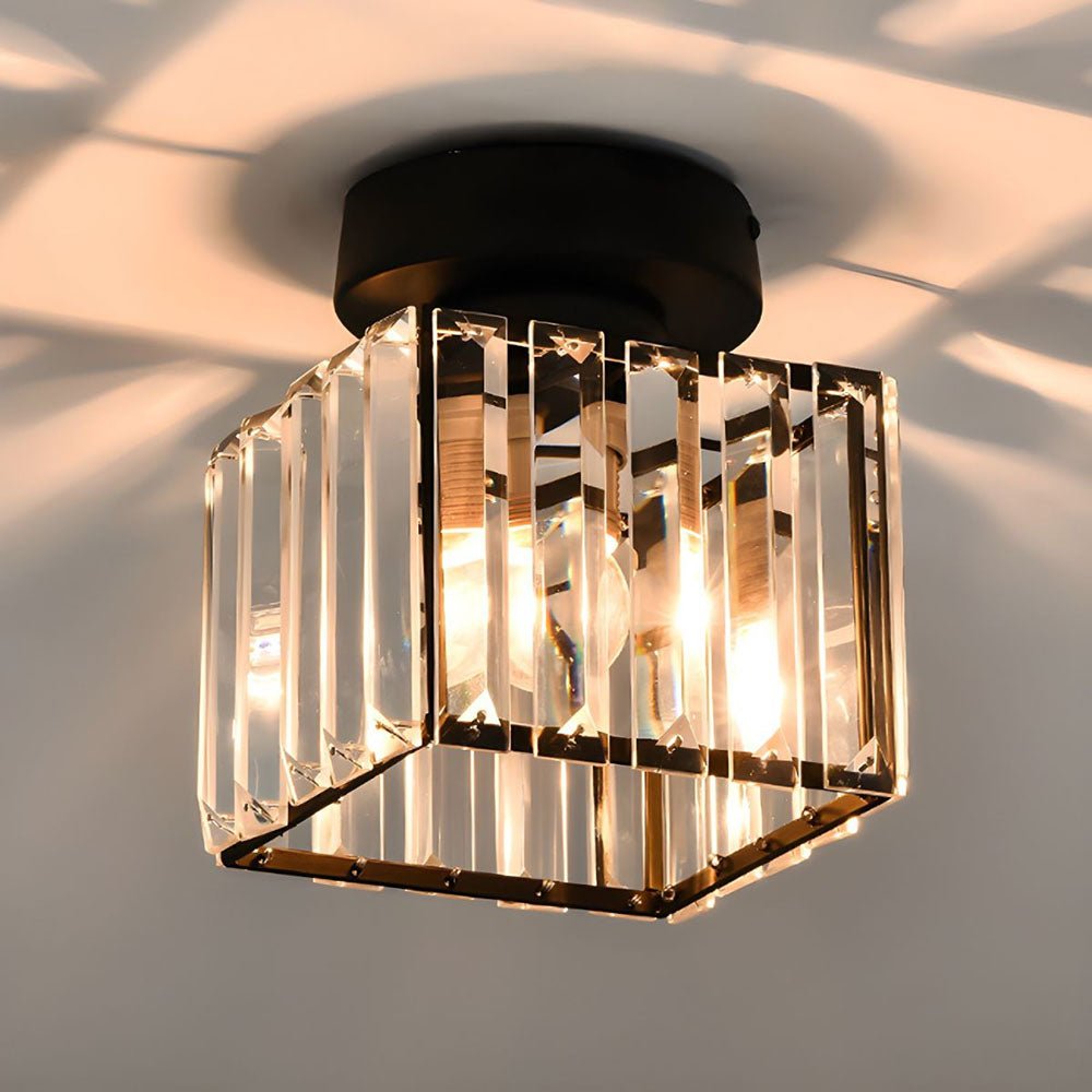 Modern Elegant Ceiling Light Fixture With Crystal Shade