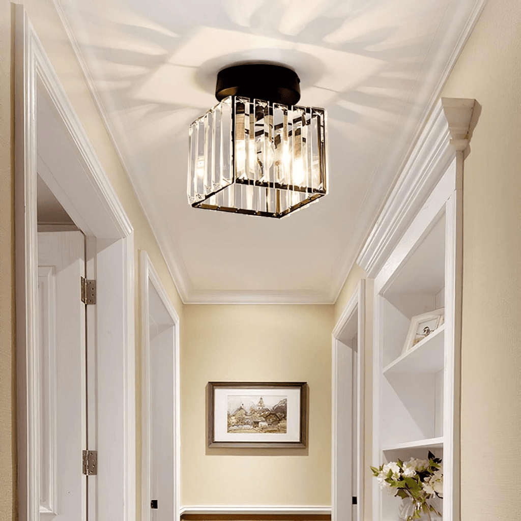 Modern Elegant Ceiling Light Fixture With Crystal Shade