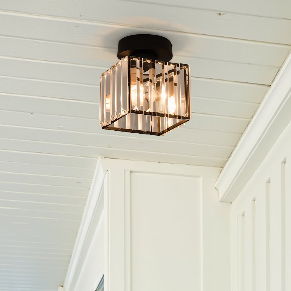 Modern Elegant Ceiling Light Fixture With Crystal Shade
