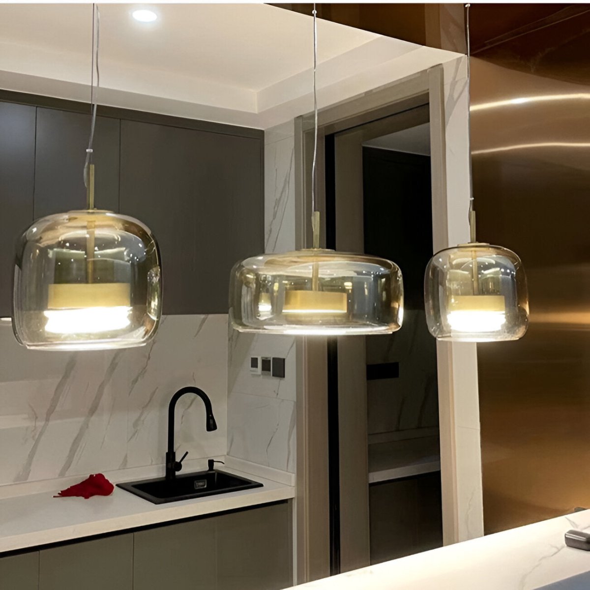 Lustră modernă cu LED și abajur din sticlă pentru tavan, diametru 12 inch