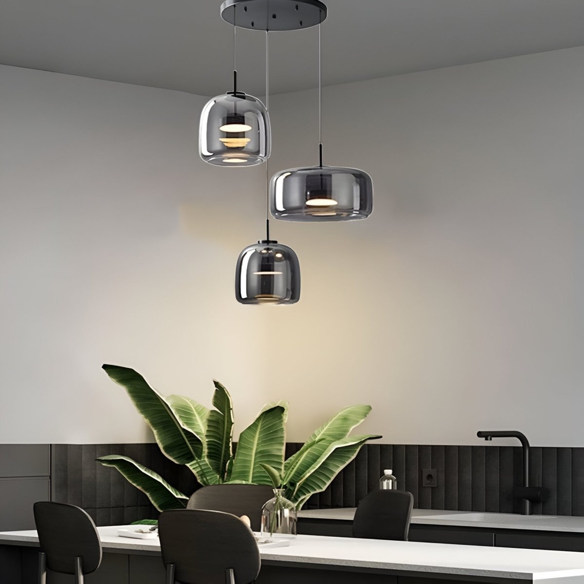 Moderne LED-Glas-Pendelleuchte für die Decke, 12 Zoll Durchmesser
