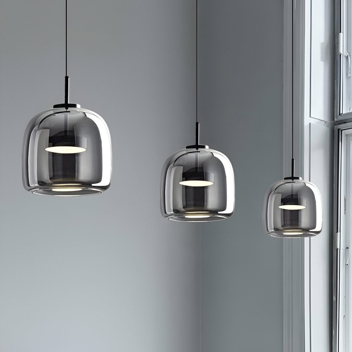 Moderne LED-Glas-Pendelleuchte für die Decke, 12 Zoll Durchmesser