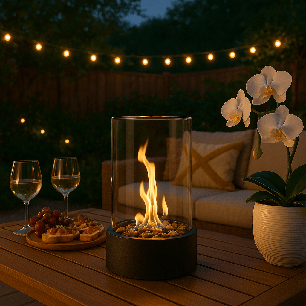 AuroraFlame Smokeless Bioethanol Tabletop Fireplace With Real Flames For Modern Homes