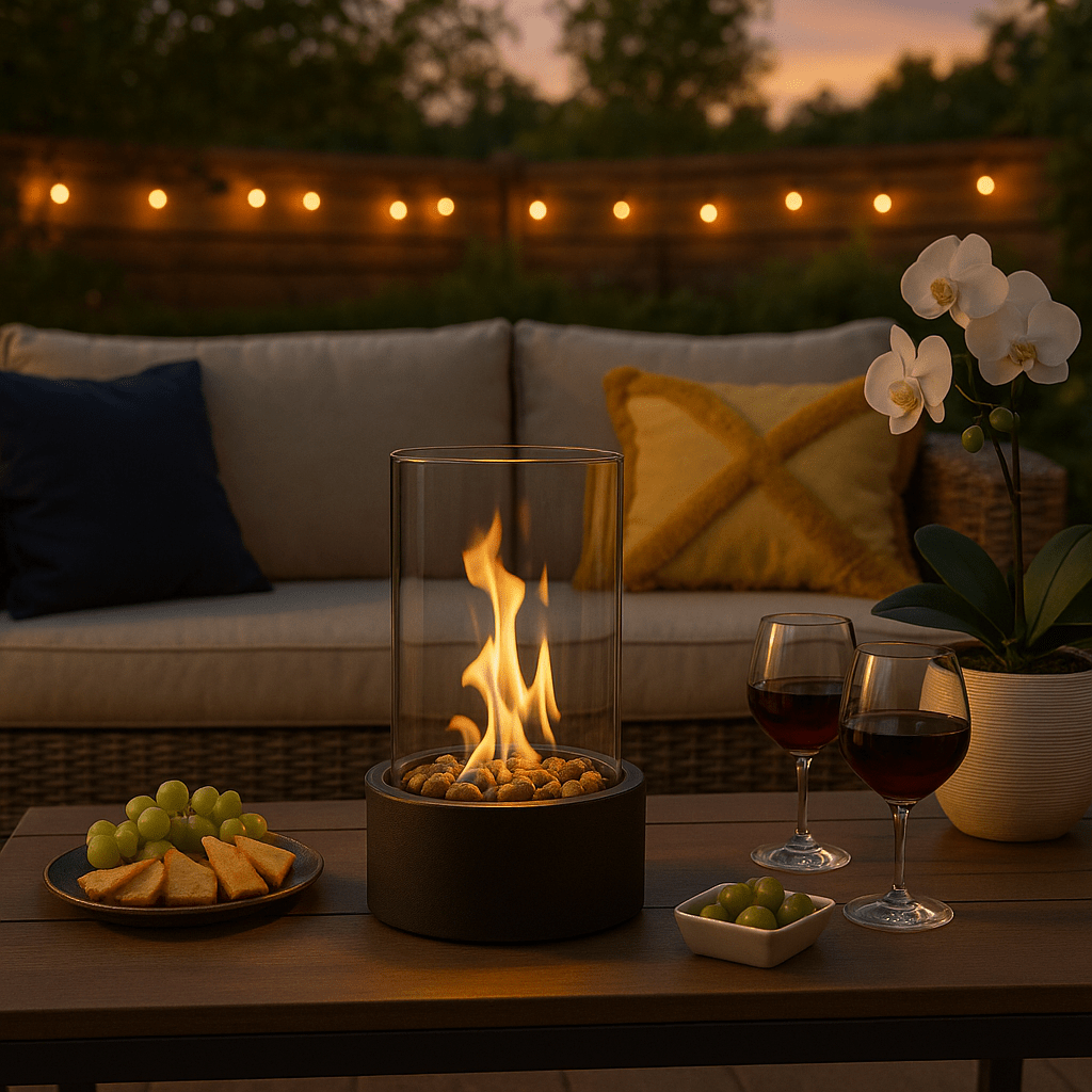 AuroraFlame Smokeless Bioethanol Tabletop Fireplace With Real Flames For Modern Homes