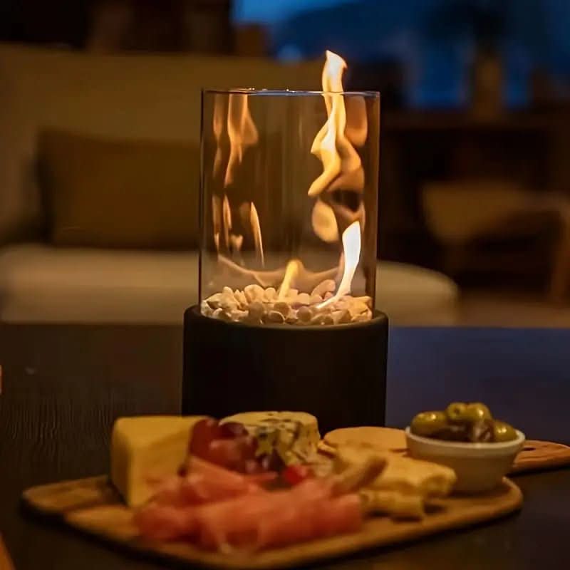 AuroraFlame Smokeless Bioethanol Tabletop Fireplace With Real Flames For Modern Homes