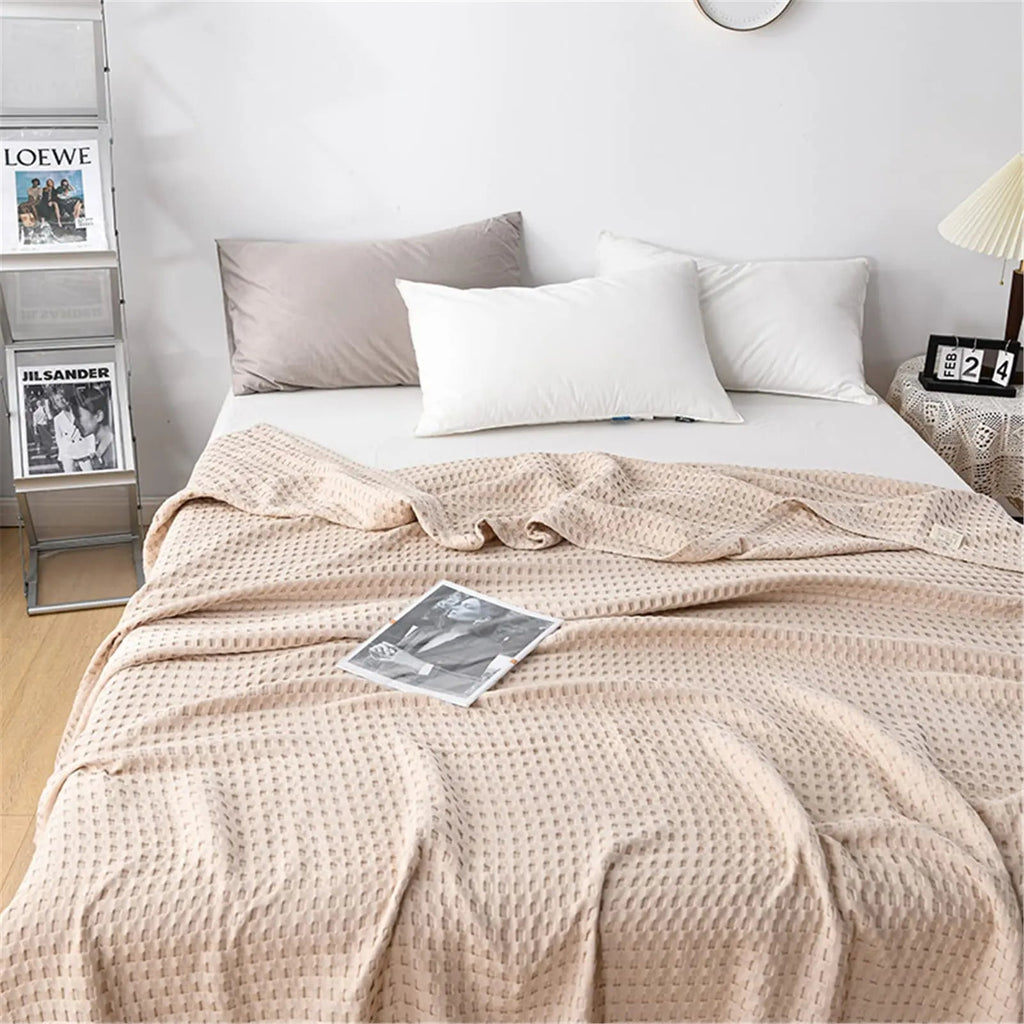 Cotton Waffle Weave Blanket | Lightweight Cooling Blanket for Summer Comfort 2