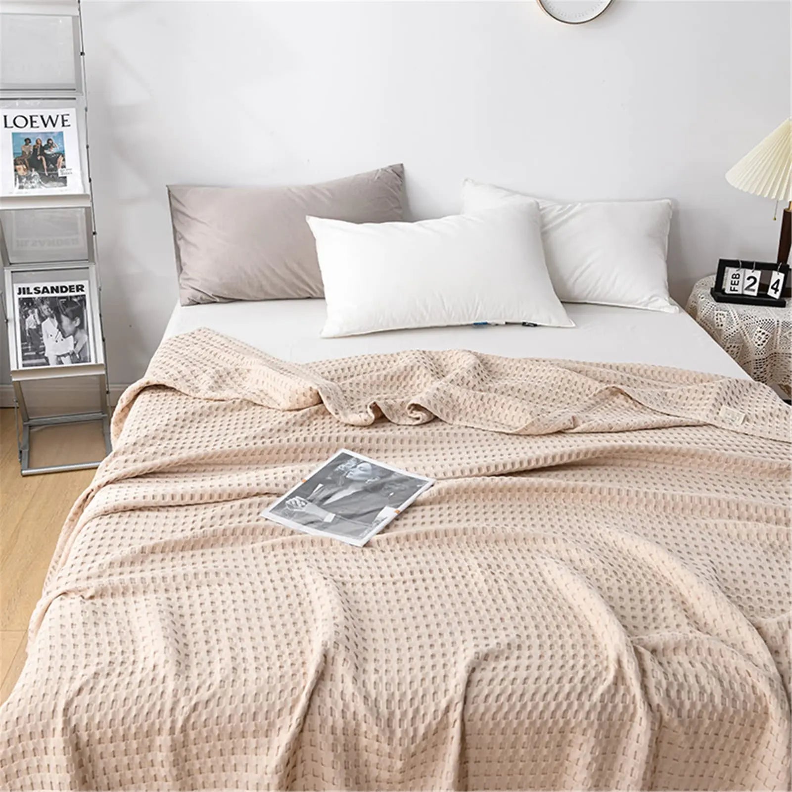 Cotton Waffle Weave Blanket | Lightweight Cooling Blanket for Summer Comfort 2