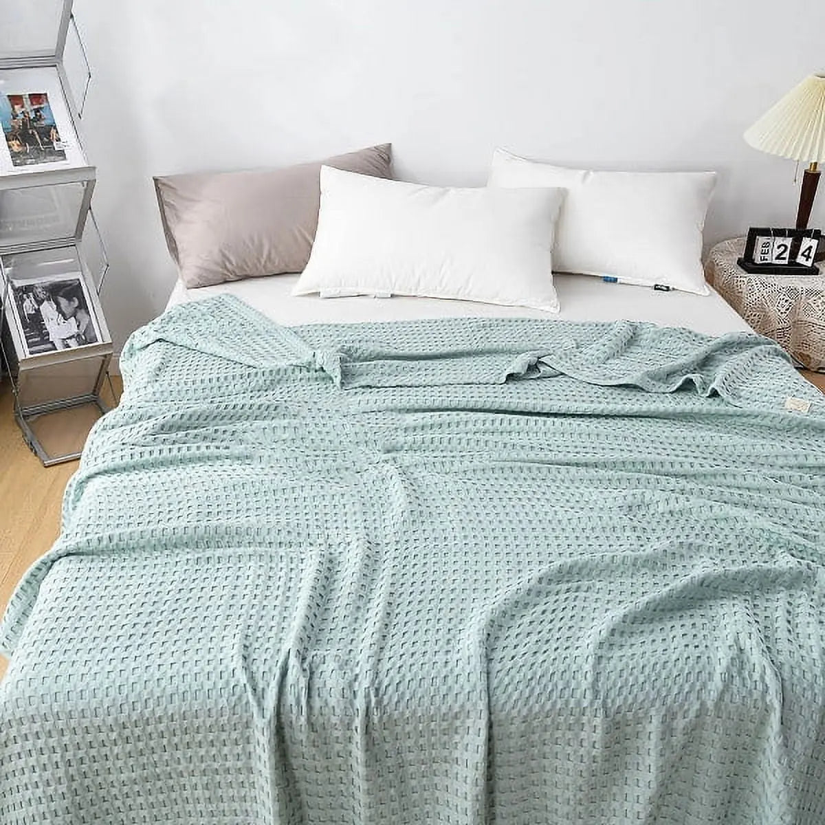 Cotton Waffle Weave Blanket | Lightweight Cooling Blanket for Summer Comfort 8