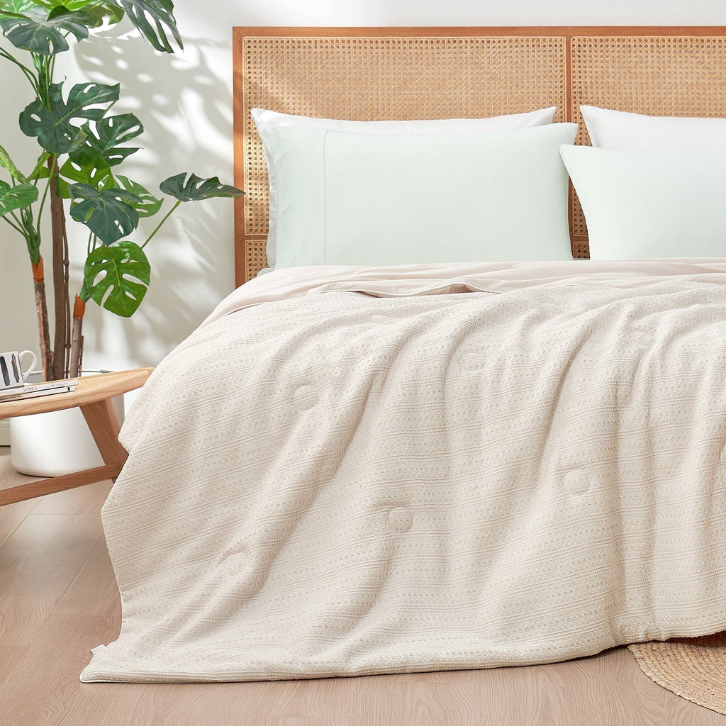 Sıcak Uyuyanlar İçin Doğal Lifli Cozy Bliss Hafif Waffle Yorgan