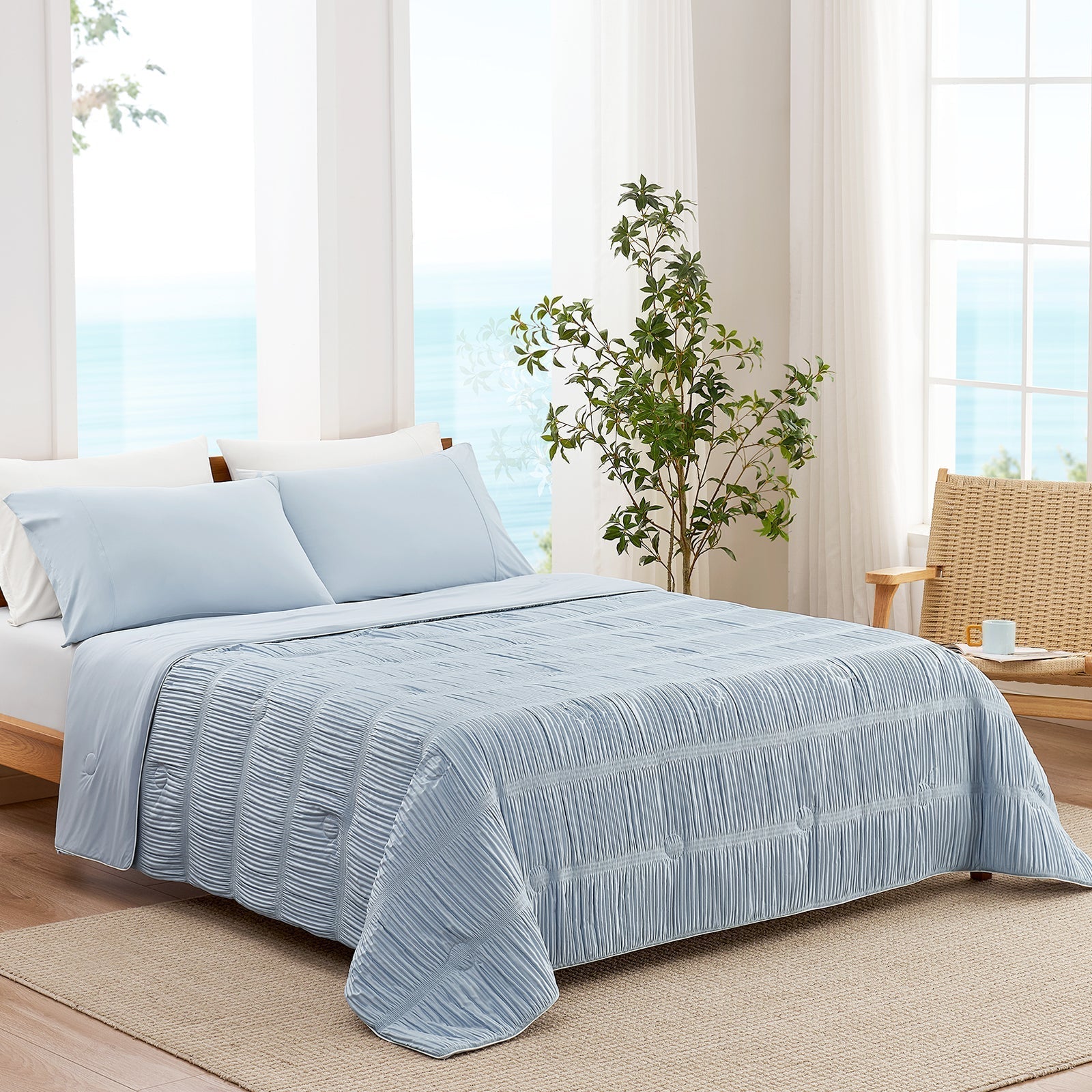 Cozy Bliss | Striped Cooling Comforter Set with Advanced Airflow | Lightweight Design for Hot Sleepers 5