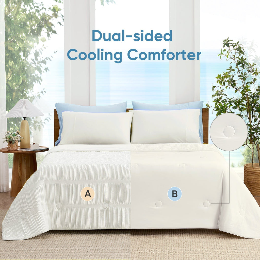 Cozy Bliss Striped Comforter Set With Advanced Airflow For Hot Sleepers