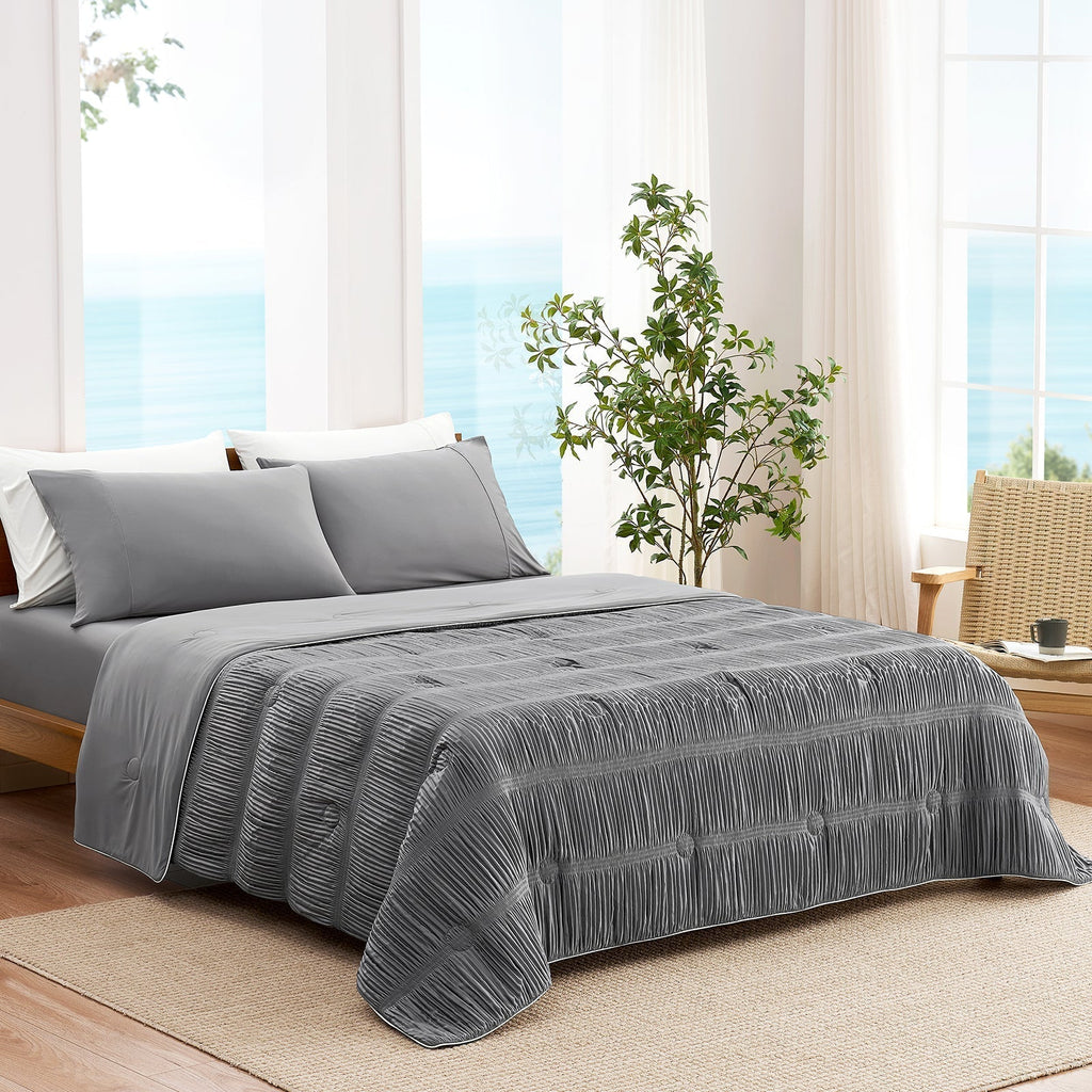 Cozy Bliss | Striped Cooling Comforter Set with Advanced Airflow | Lightweight Design for Hot Sleepers 8