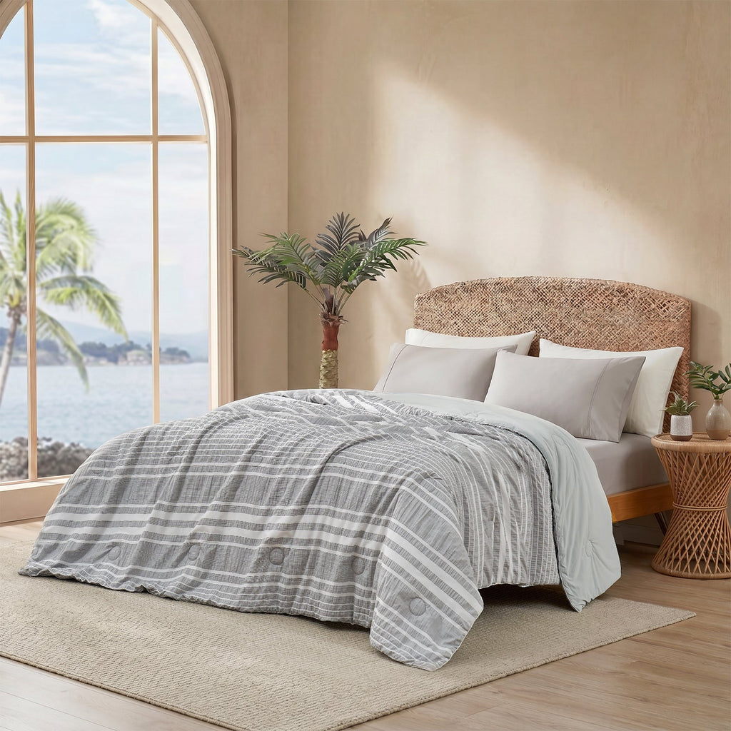 Cozy Bliss | Striped Seersucker Comforter with Advanced Airflow | Lightweight Bedding Set for Hot Sleepers 1