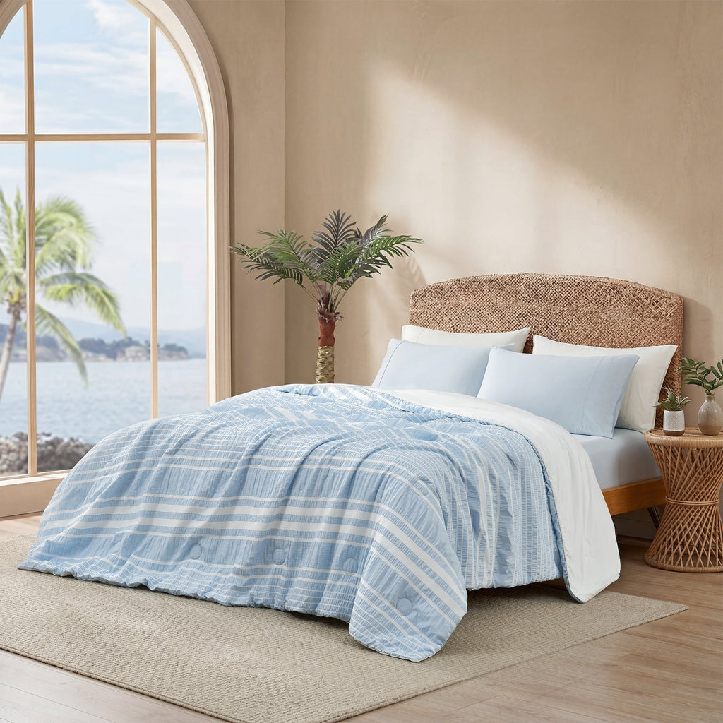 Cozy Bliss | Striped Seersucker Comforter with Advanced Airflow | Lightweight Bedding Set for Hot Sleepers 3