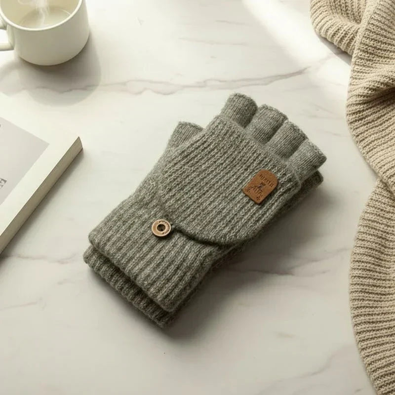 Gants d'hiver GlacierGrip à demi-doigts avec fonction écran tactile et design en tricot doux