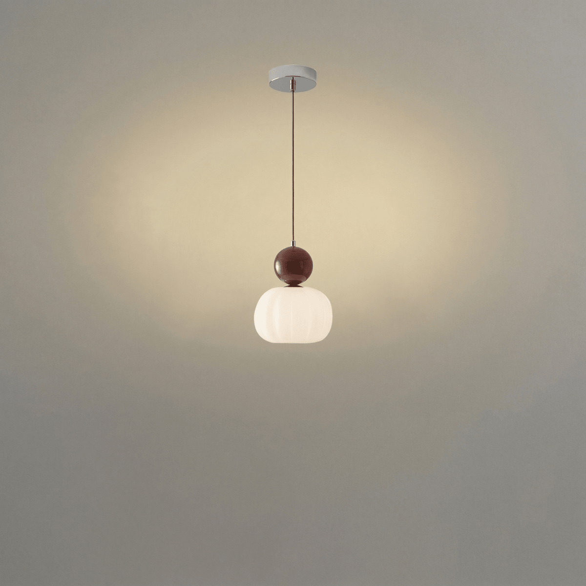 Cream-Colored Pumpkin Pendant Light In Nordic Style 12-Inch