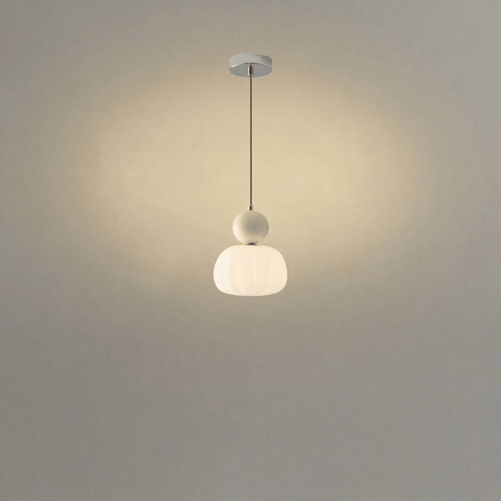 Cream-Colored Pumpkin Pendant Light In Nordic Style 12-Inch
