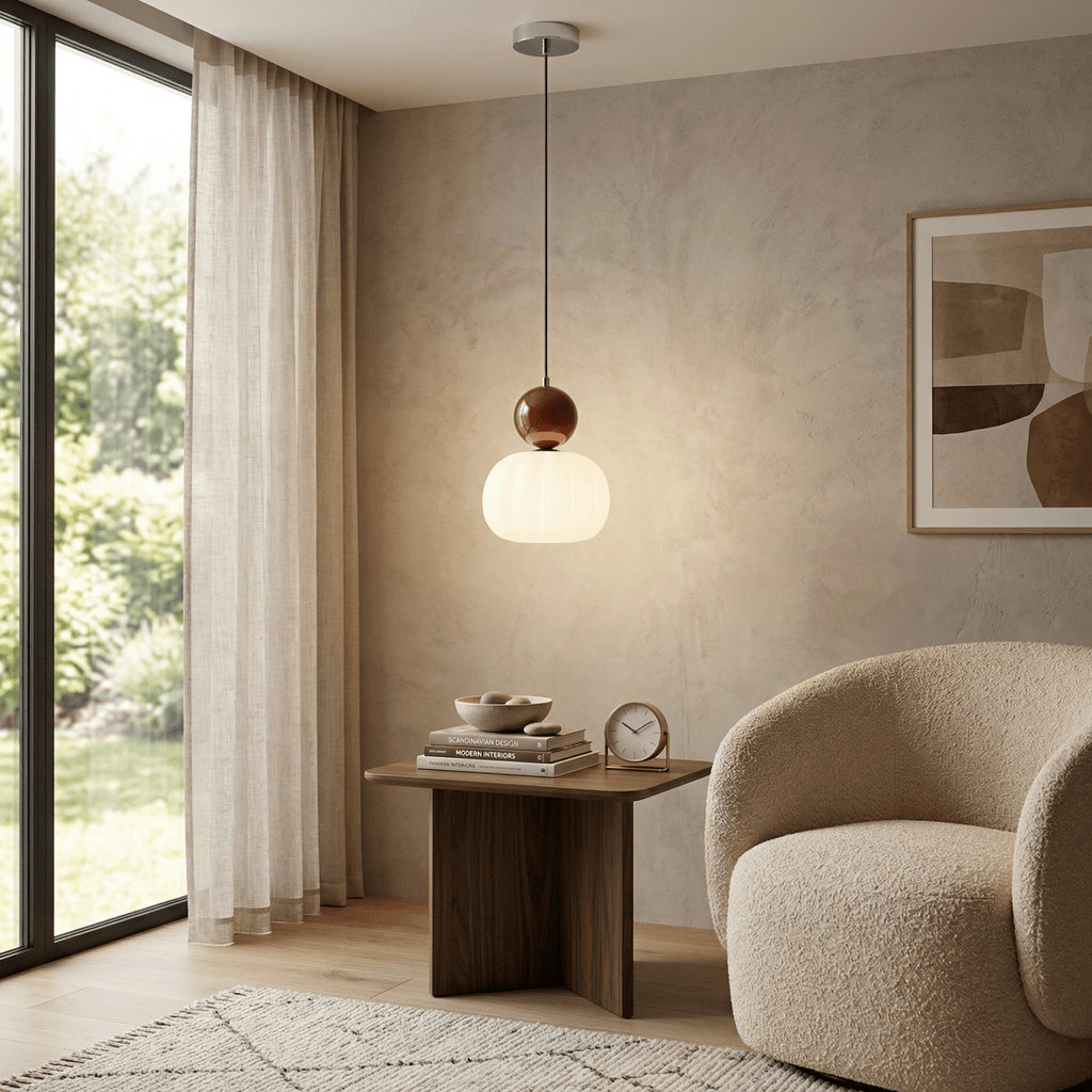 Cream-Colored Pumpkin Pendant Light In Nordic Style 12-Inch