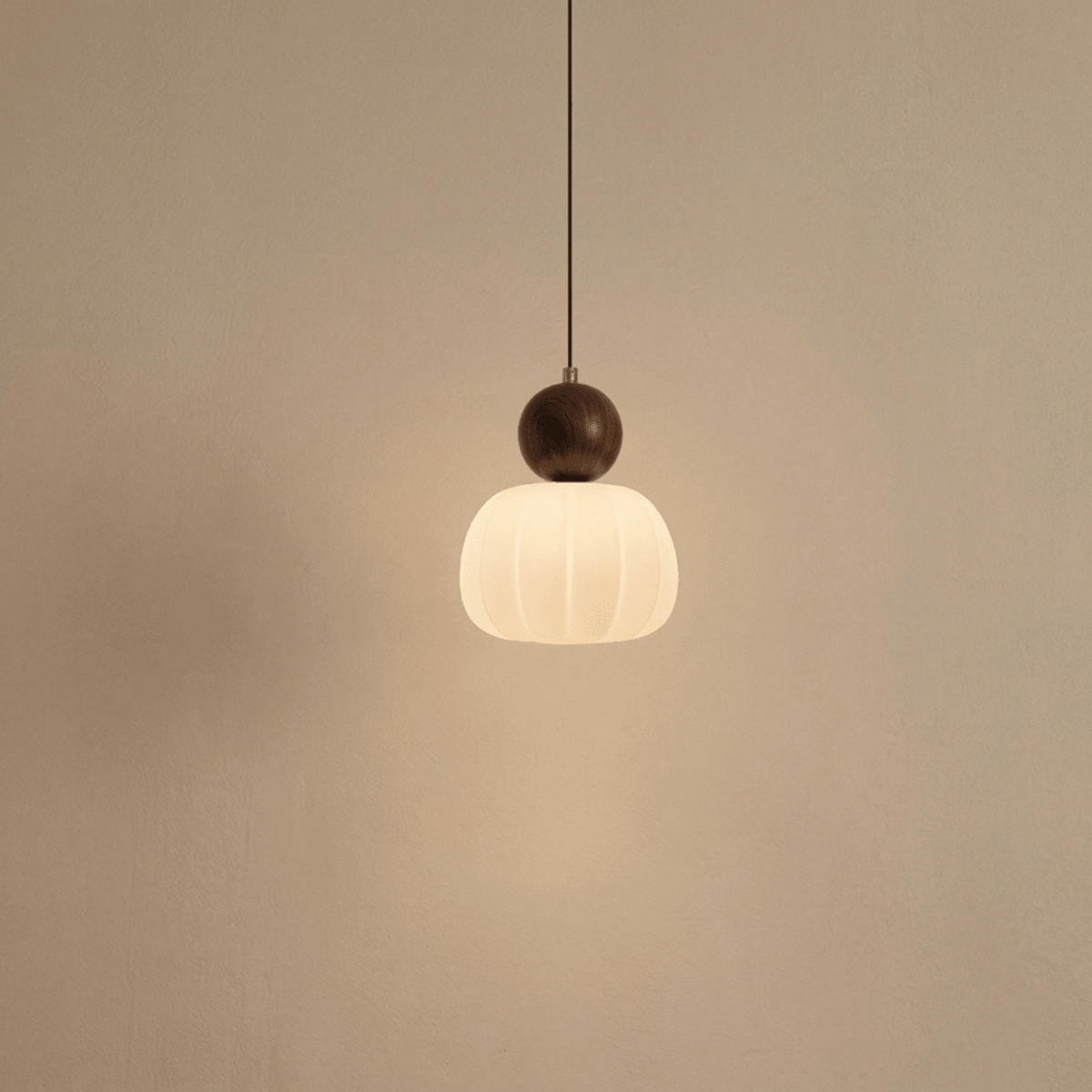 Cream-Colored Pumpkin Pendant Light In Nordic Style 12-Inch