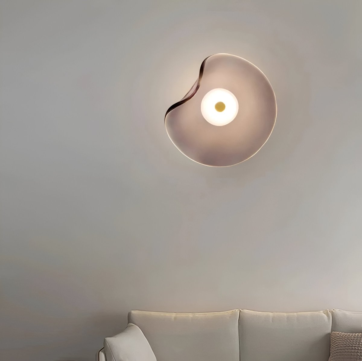 Japandi Style Curved Glass Wall Sconce LED 1-Light Fixture