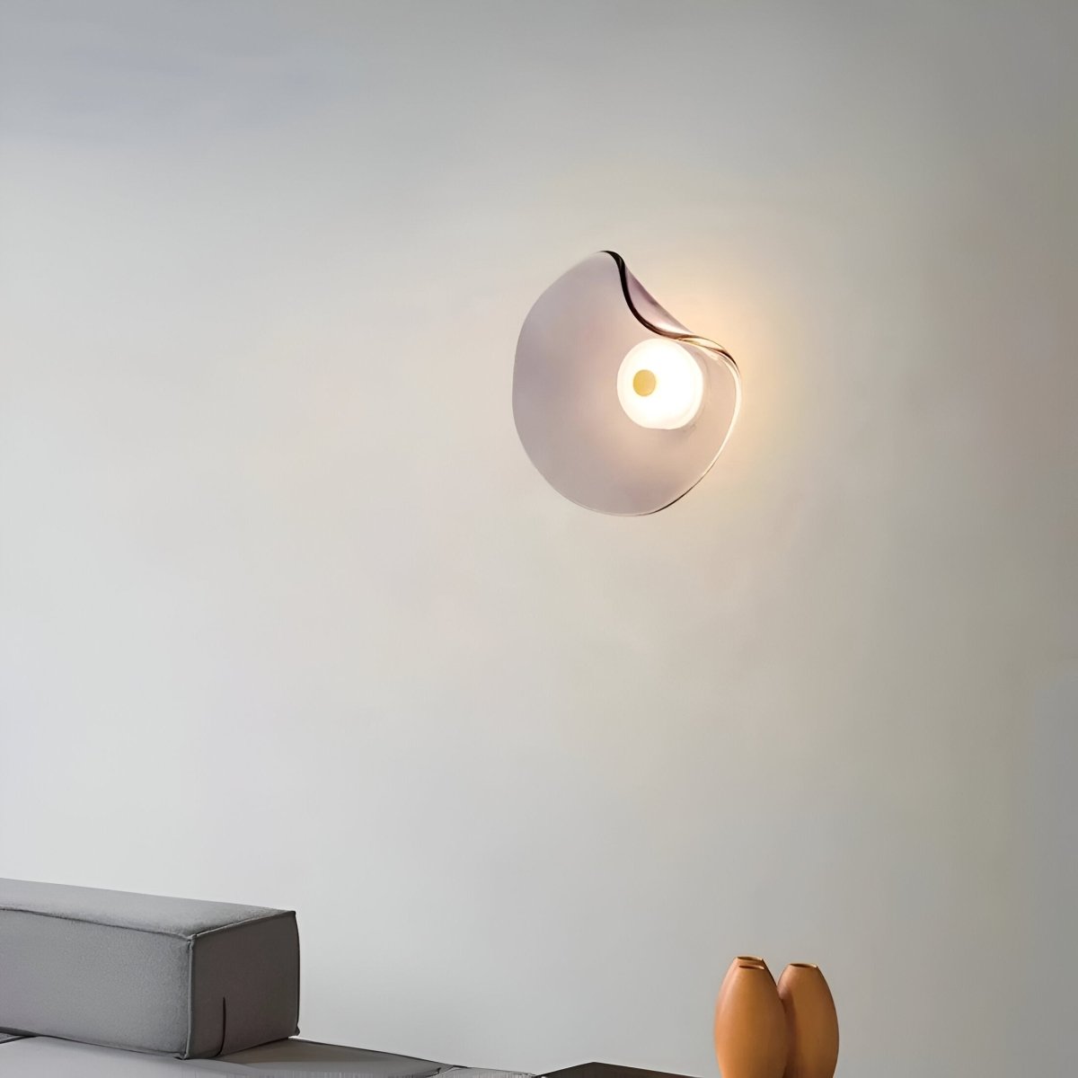 Japandi Style Curved Glass Wall Sconce LED 1-Light Fixture