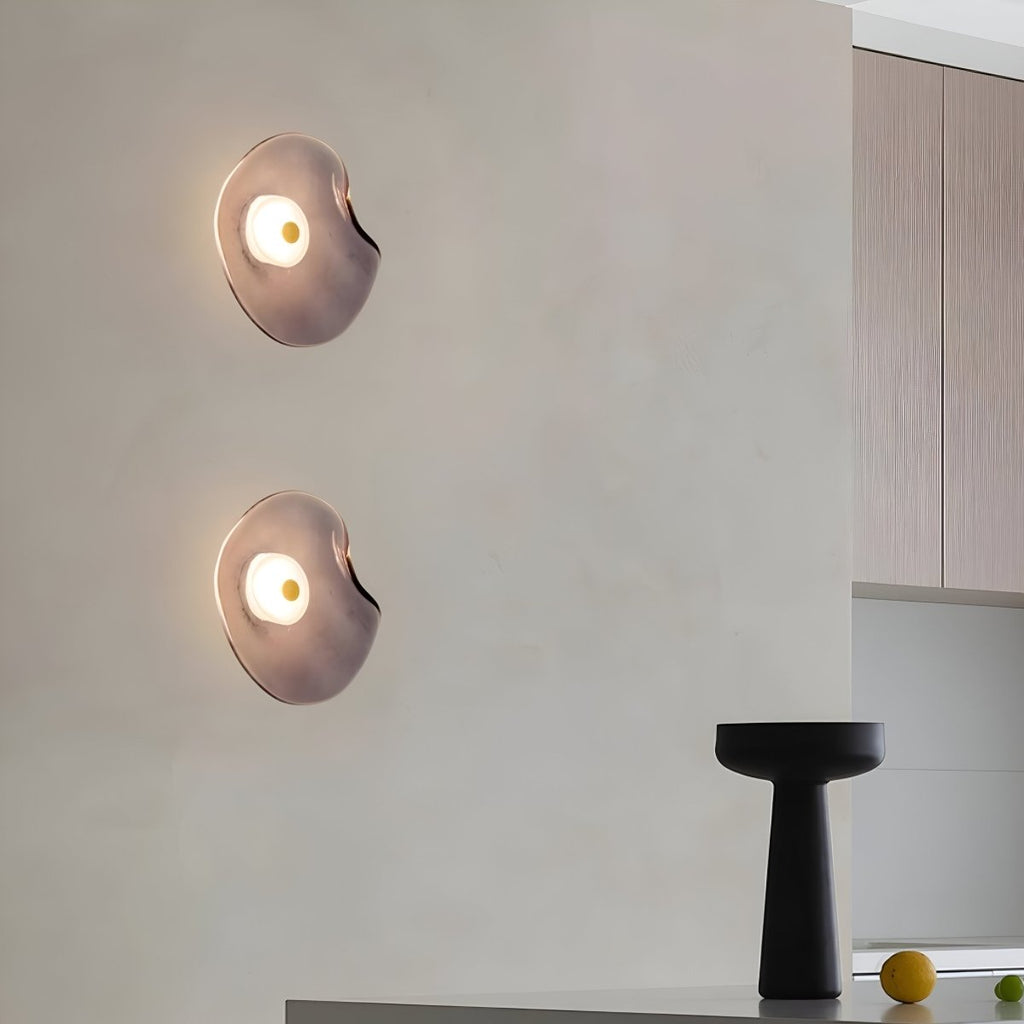 Japandi Style Curved Glass Wall Sconce LED 1-Light Fixture