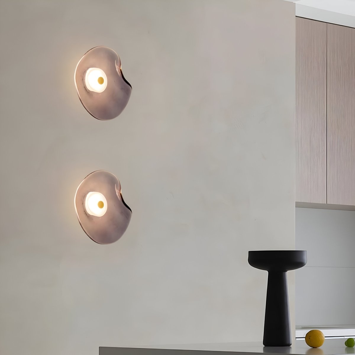 Japandi Style Curved Glass Wall Sconce LED 1-Light Fixture