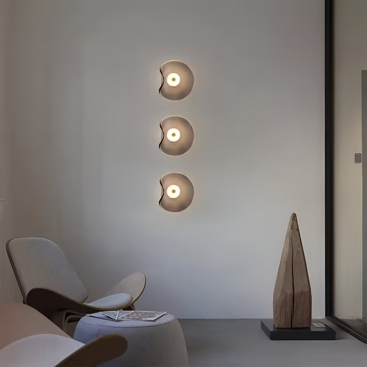 Japandi Style Curved Glass Wall Sconce LED 1-Light Fixture