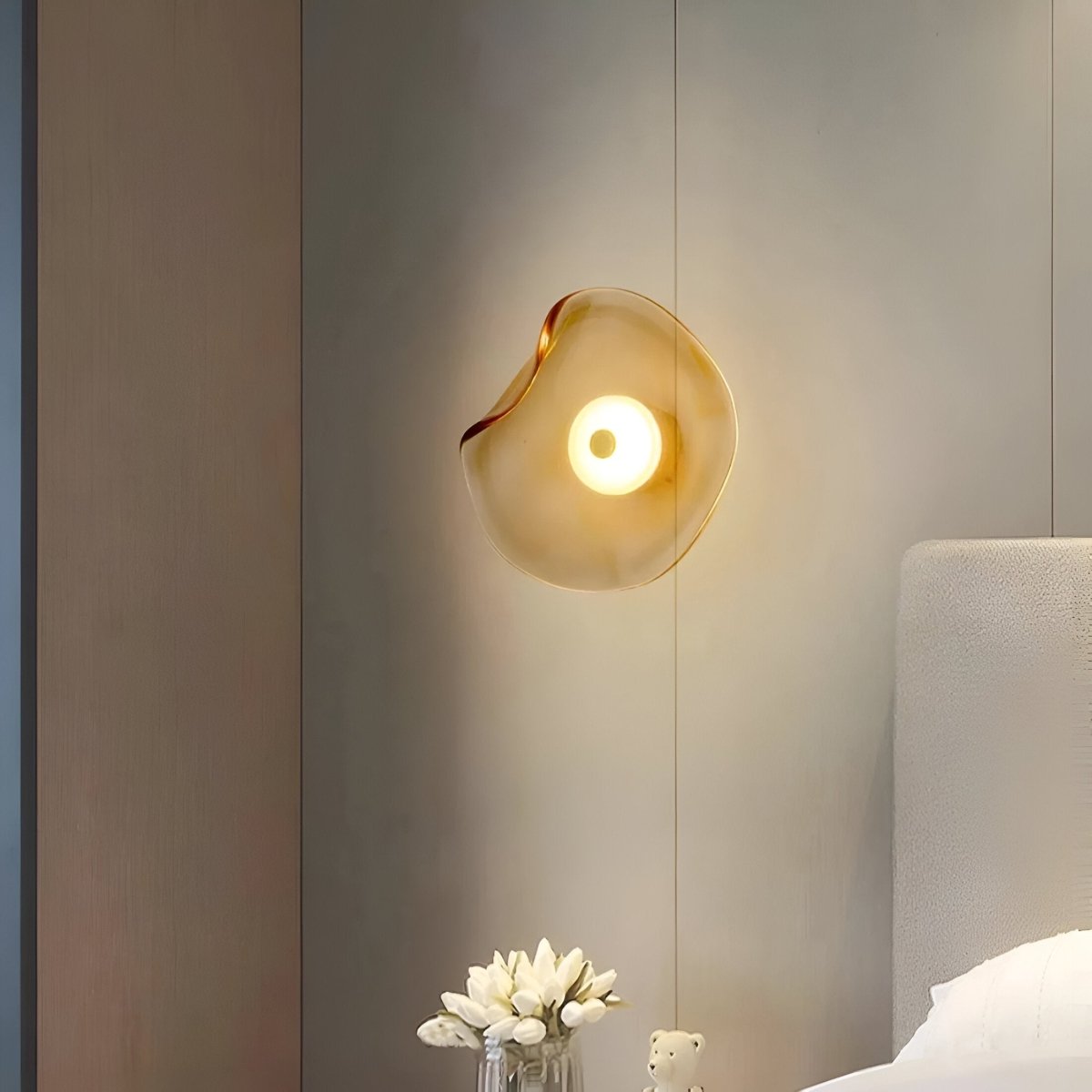 Japandi Style Curved Glass Wall Sconce LED 1-Light Fixture