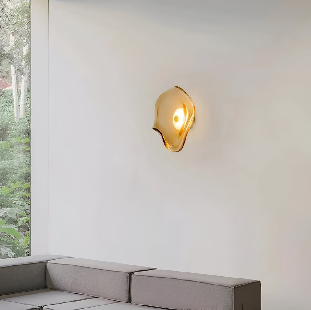 Japandi Style Curved Glass Wall Sconce LED 1-Light Fixture