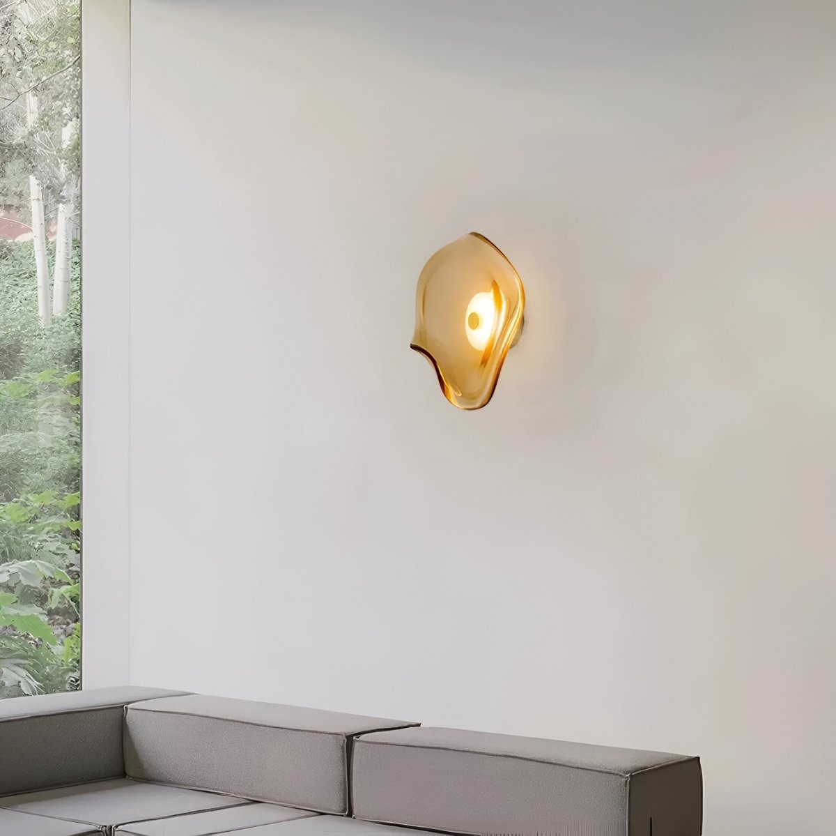 Japandi Style Curved Glass Wall Sconce LED 1-Light Fixture