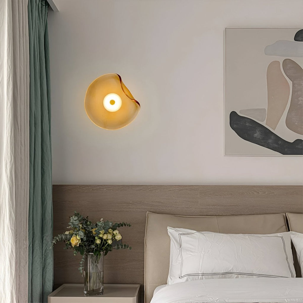 Japandi Style Curved Glass Wall Sconce LED 1-Light Fixture