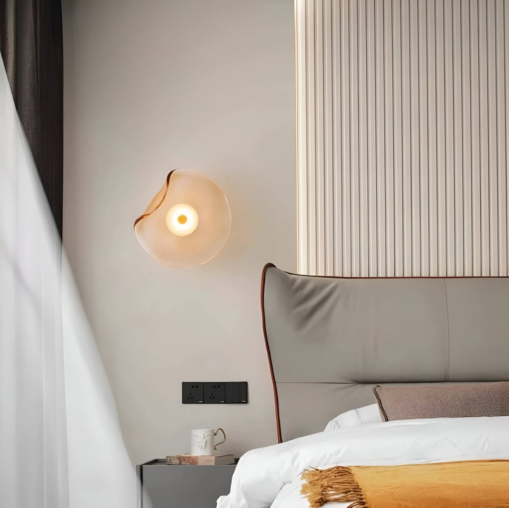 Japandi Style Curved Glass Wall Sconce LED 1-Light Fixture