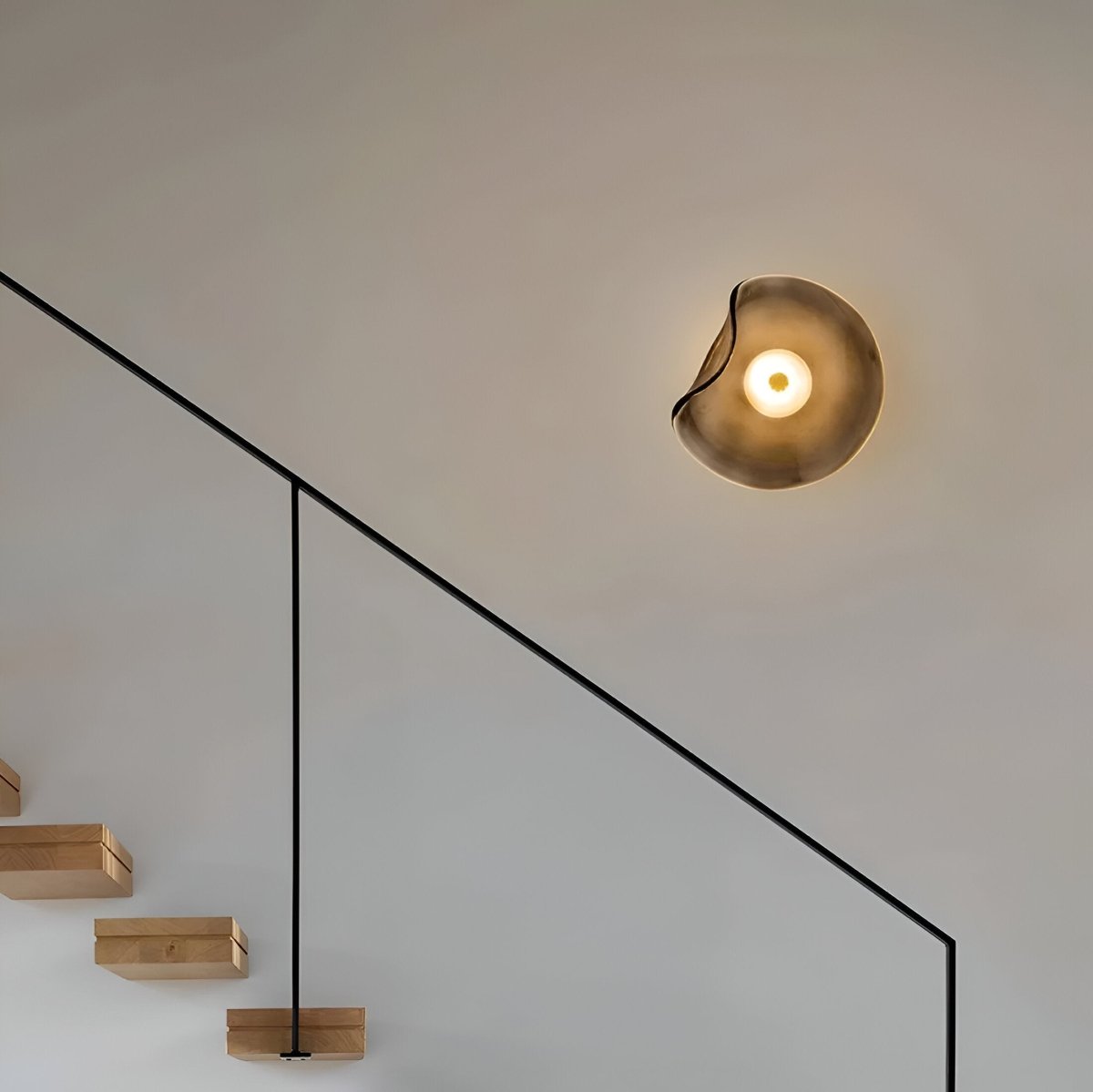 Japandi Style Curved Glass Wall Sconce LED 1-Light Fixture