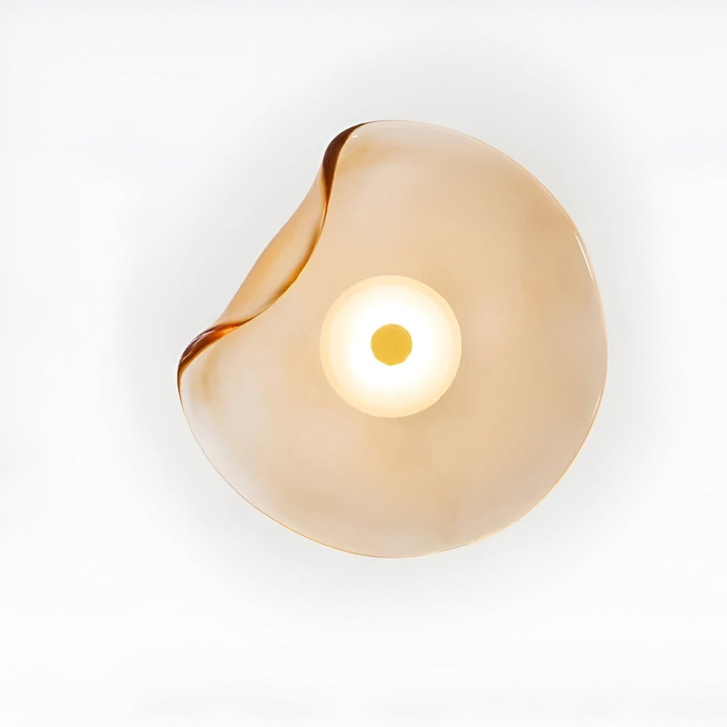 Japandi Style Curved Glass Wall Sconce LED 1-Light Fixture