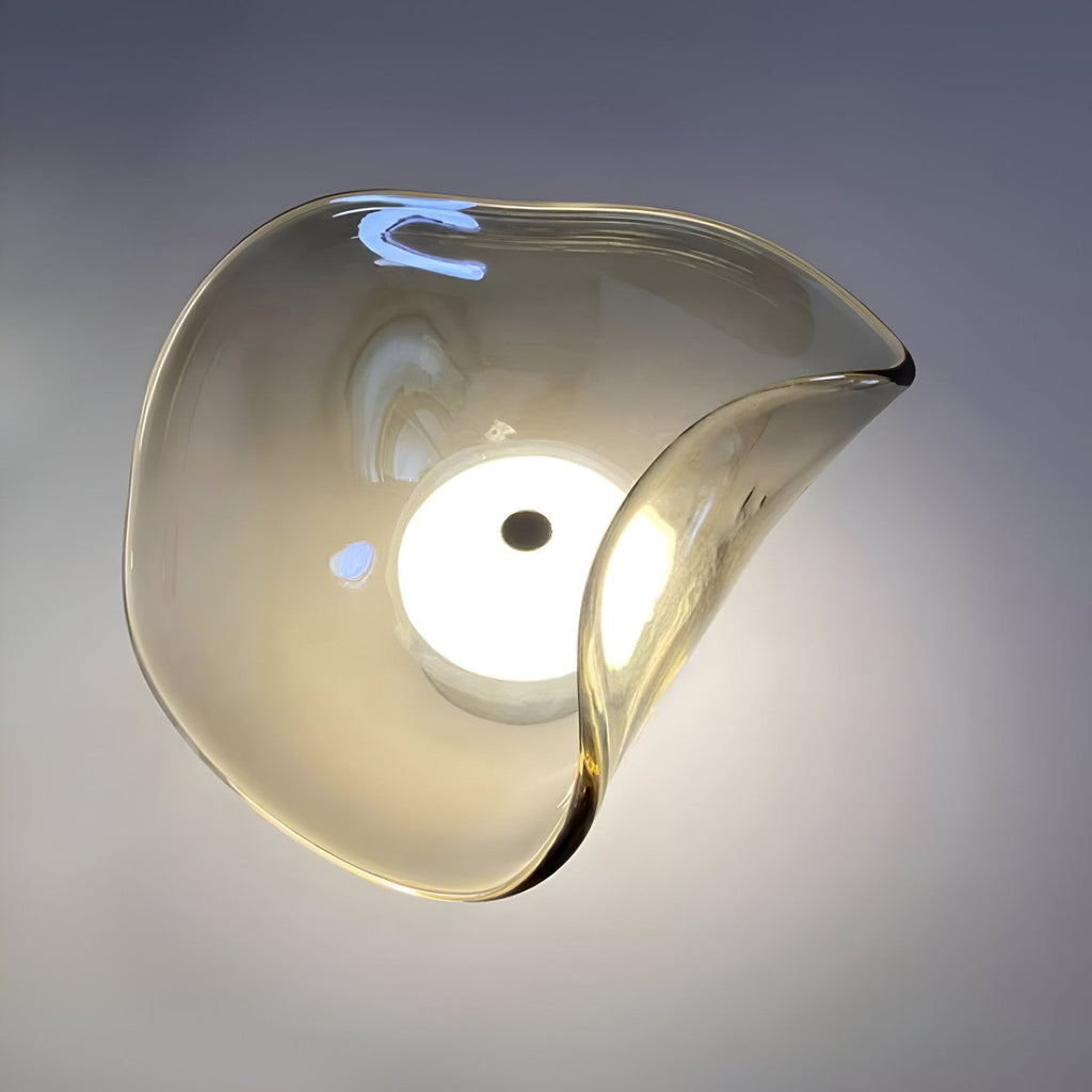 Japandi Style Curved Glass Wall Sconce LED 1-Light Fixture